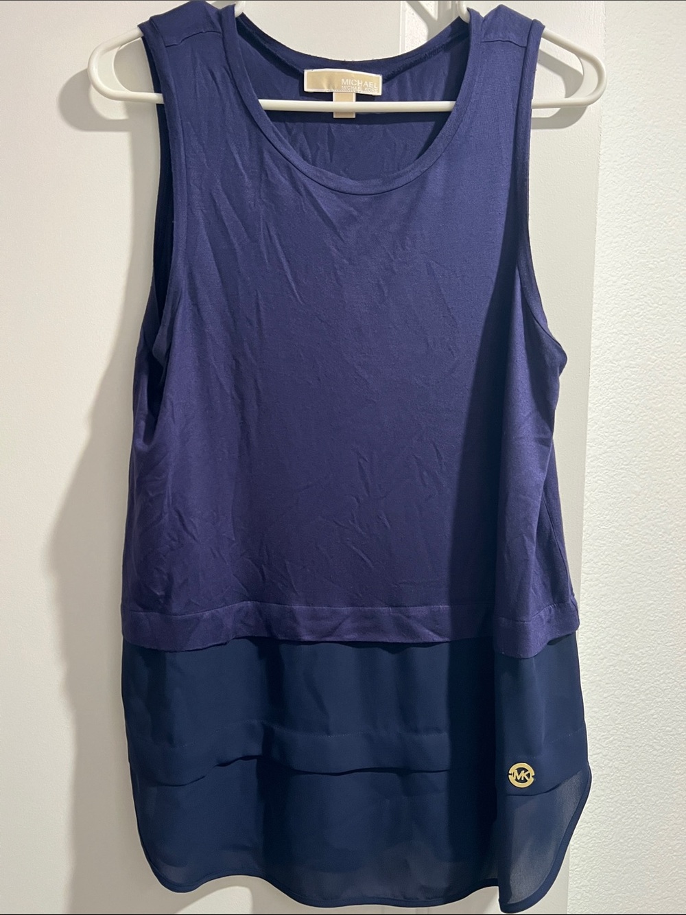 Michael Kors Purple and Navy Layered Sleeveless Tank